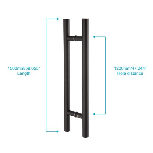 TOGU TG-6012 60 inches Solid Standoffs Heavy-Duty Commercial Grade-304 Stainless Steel Push Pull Door Handle/Barn Door Pull Handle/Glass Pulls, Matte Black Finish