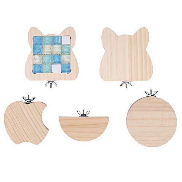 5 Pcs Hamster Cage Platform Set Wooden Chinchilla Stand Board Pet Rest Platfo...