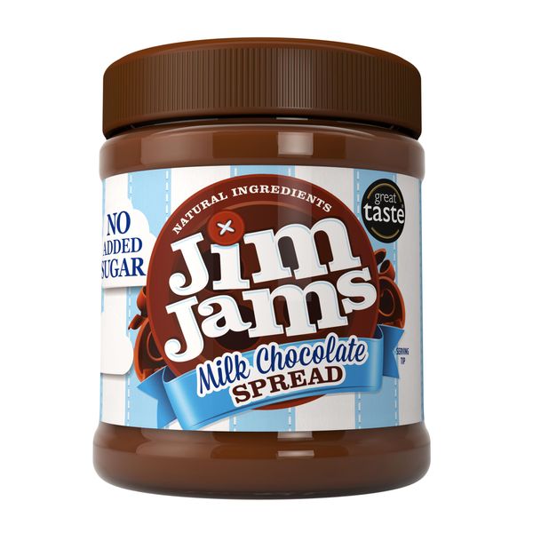 Jimjams No Added Sugar Healthy Diabectic Belgium Milk Chocolate Spread 350g, for Pancakes, Porridge, Muffins and Party Food, Unique Recipe, I Mothers & Fathers Day I Christmas (1 Jar, Milk)