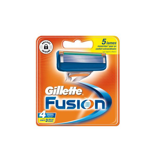 Gillette Fusion - Dermatologically-Tested Manual Razor Blades x 4.
