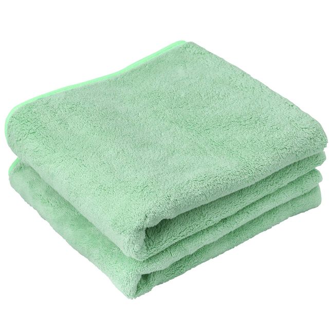 imaa Microfiber Hair-Drying Towel, Micro Double Soft, Absorbent, Quick Drying, Set of 2, Green