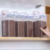 Rice Stocker, Rice Dispenser, Rice Container, Compact, Space-saving, Freshness Keep, Includes Measuring Cup, Storage Container, Transparent Visualization, Drawing, Horizontal, Dagashi Storage, Sugar,