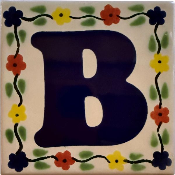 2 pcs Bouquet Talavera Clay House Letter B