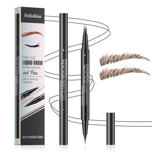 Curved Brow Pen,Microblading Eyebrow Pencil (Brown)