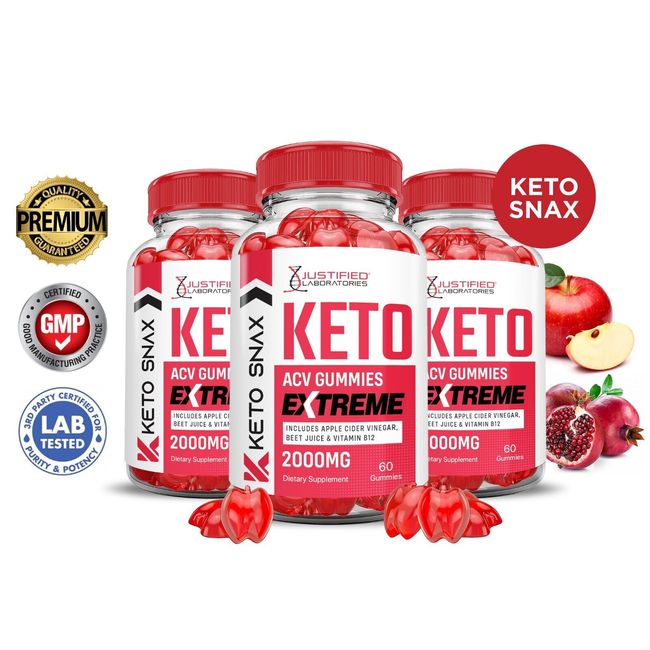 Keto Snax Extreme ACV Gummies 2000MG Apple Cider Vinegar 180 Gummys