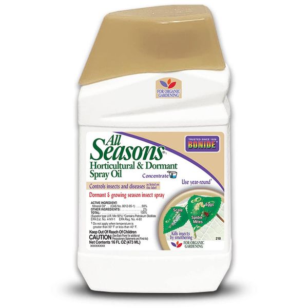 Bonide All Seasons Horticultural & Dormant Spray Oil, 16 oz Concentrate, Disease Prevention & Insect Killer for Organic Gardening