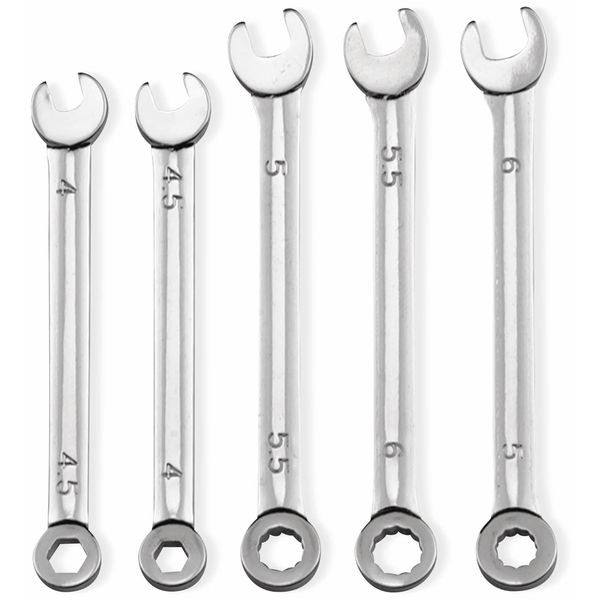 5-piece combination spanner set, 4.0–6.0 mmSpanner opening 4,0/4,5/5,0/5,5/6,0 mm Donau