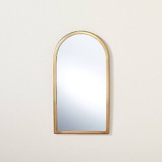 Arched 8" x 16" Metal Frame Wall Mirror Brass Finish - Hearth & Hand with