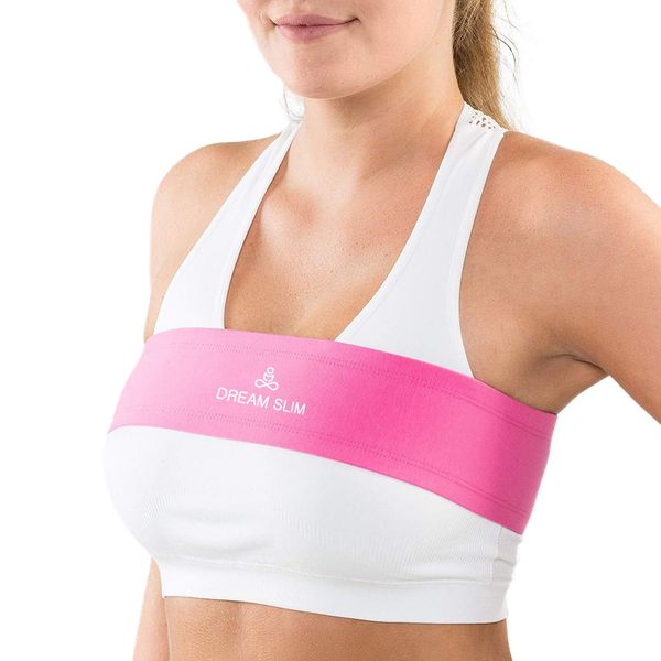 DREAM SLIM No-Bounce High-Impact Breast Support Band Extra Sports Bras for Women Adjustable Straps (Pink Medium)