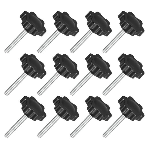 uxcell 12pcs M4x30mm Star Knobs Plastic Hexagon Clamping Knob Screws Hand Tighten Replacement Knobs Umbrella Base Replacement Knobs