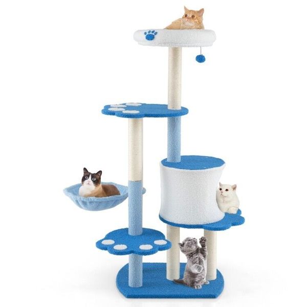 54" Multi-Layer Tall Modern Cat Tree Tower House Pet Activity Fun Playing Center