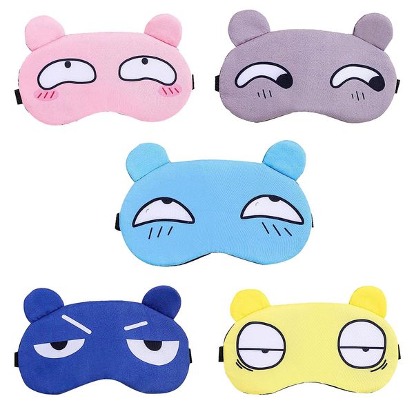 5 Pcs Kids Sleep Mask, Kids Eye Masks for Sleeping, Blackout Eye Masks for Sleeping with Adjustable Strap, Eye Cover Blindfold for Night Travel Nap Train Flight (5 Colors)