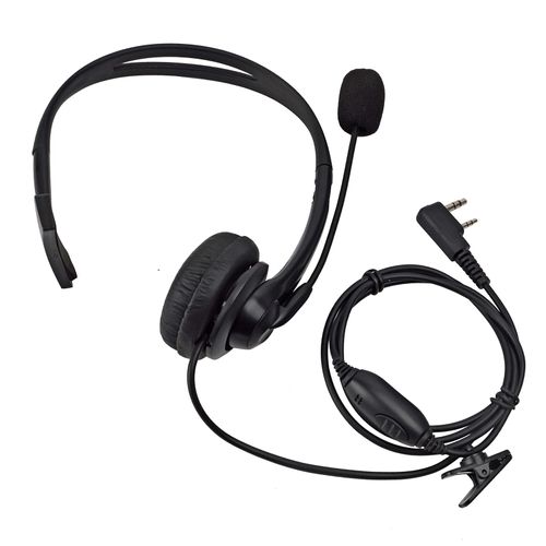 UAYESOK Two Way Radio Overhead Earbuds Headset 2 Pin with Boom Microphone Compatible with Kenwood TK-2107 TK-3501 Baofeng UV-5R 888S Retevis RT24 RT27 H777 eSynic Wouxun Protalk Walkie Talkie