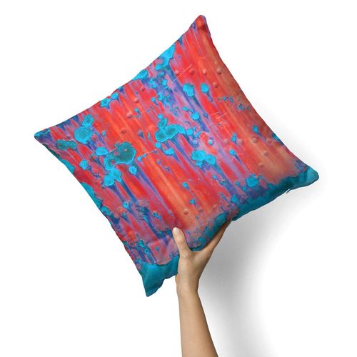 iiRov Bright Red Metal with Turquoise Rust - Custom Decorative Home Decor Indoor or Outdoor Throw Pillow Cover Plus Cushion Set for Sofa, Bed or Couch (Pillow CASE Cover Plus Cushion)