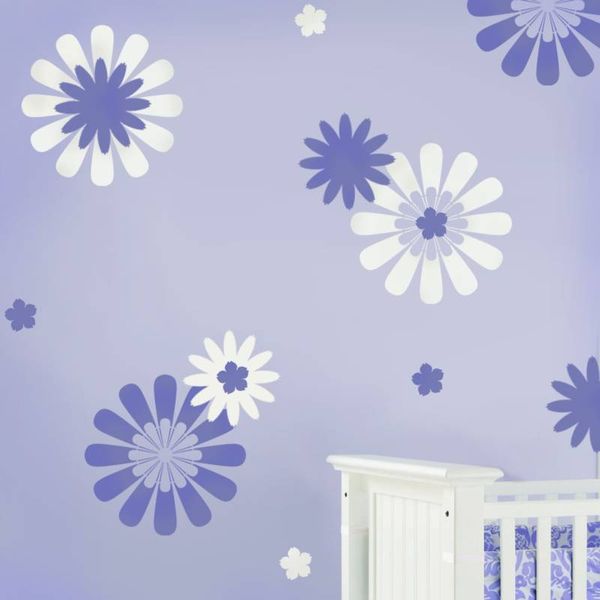 Daisy Crazy #1 Stencil Wall Pattern Kit - Fun & Easy Reusable DIY Nursery Decor