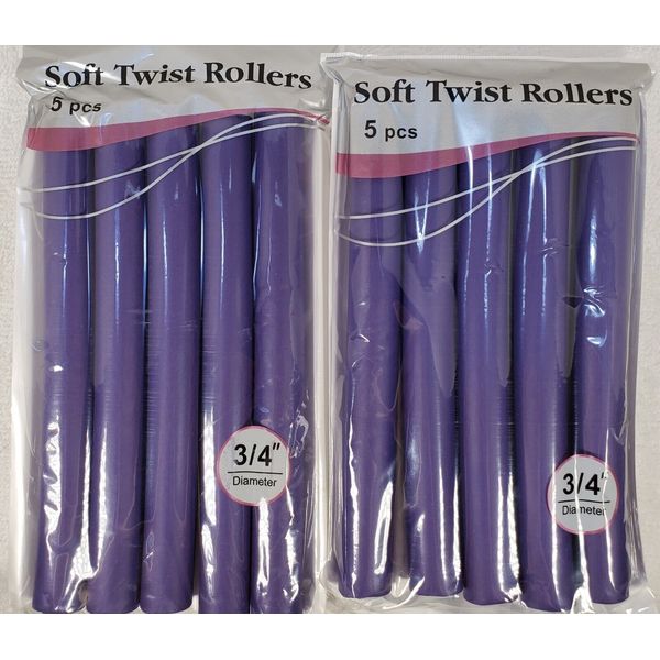 lot of 2 Annie Soft Twist 3/4" dia. 5pcs Hair Rollers Purple #1205 (2 packs)