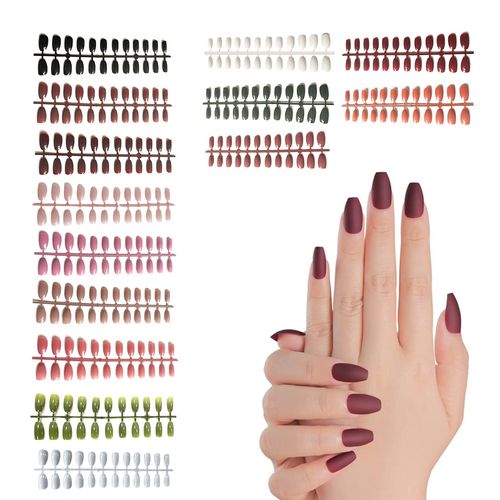 TSLRSA 14 Set Unghie Finte Colorate a Tinta Unita Corte, Artificiali in Espositore Display Nail Tips, Decorazione Art Fai da Te (336pz)