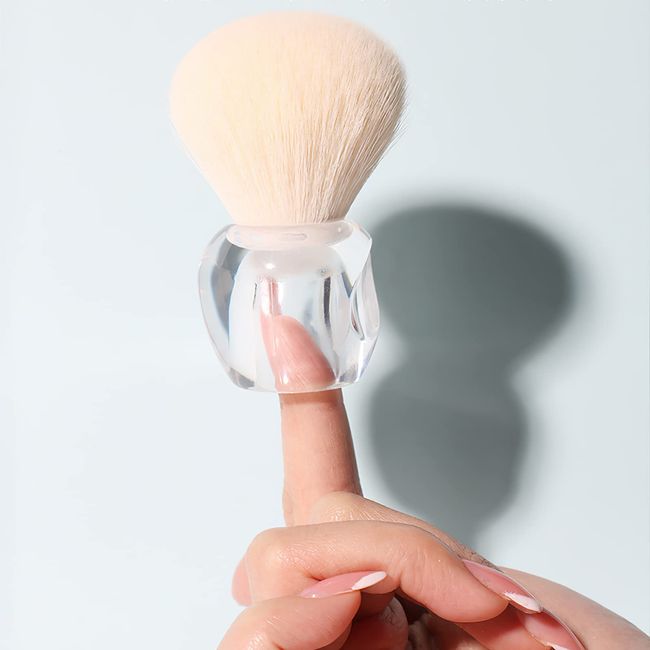 Puder-Make-up-Pinsel, Rouge-Pinsel, großer Gesichtspinsel für lose oder gepresste Einstellpuder, Bronzer-Pinsel mit Plüschfasern (transparent)