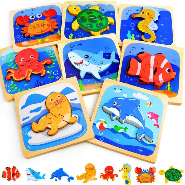 TOY Life Toddler Puzzles Ages 2-4, Wooden Puzzles for Toddlers 1-3, 8 Piece Puzzles for Kids 2-4, Puzzle 2 Year Old, Toddler Puzzles Ages 1-3, Baby Puzzles 12-18 Months, Educational Toys for Toddlers