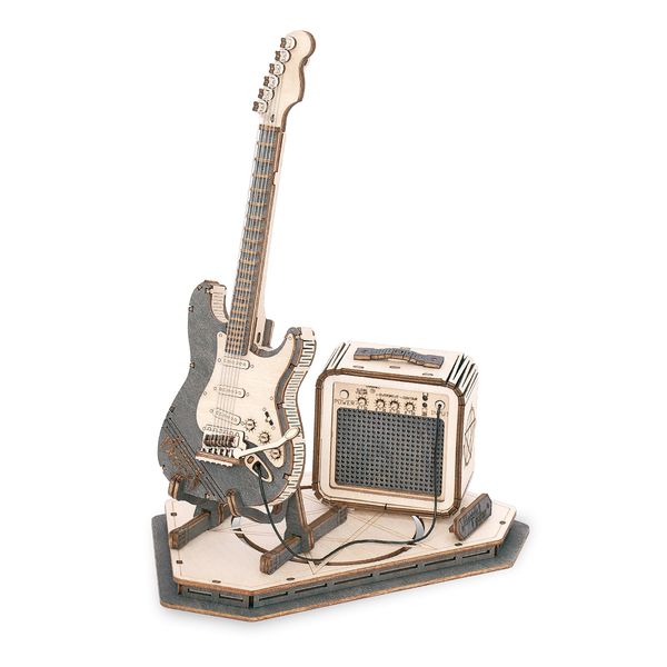 Rowood 3D Puzzles for Adults, DIY Wooden Model Kit for Adults to Build, STEM Electric Guitar Desk Toy Project for Kids, Birthday