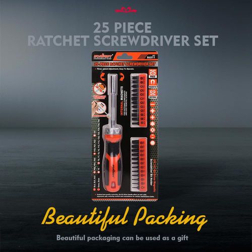 HORUSDY 25-Piece Security Torx Screwdriver Bit Set | T5-T40 Torx Bit Set 1/4 inch Ratcheting Magnetic Bit Driver | 12Pcs Torx Bit and 12Pcs Common Bit