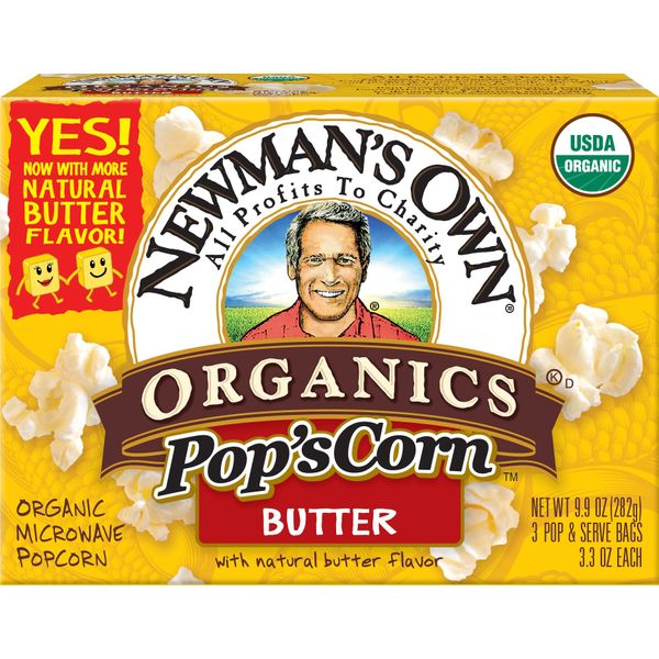 NEWMANS OWN ORGANIC POPCORN MICRO BUTTER ORG, 9.9 OZ