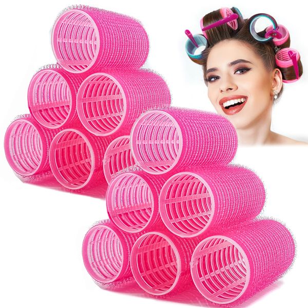 Hair Rollers, 12 Pack Self Grip Salon Hairdressing Curlers, DIY Curly Hairstyle,Colors May Vary (Medium PLUS)