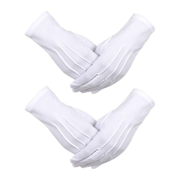 Sumind 2 Pairs Nylon Gloves for Police Formal Tuxedo Honor Guard Parade Costume (White)