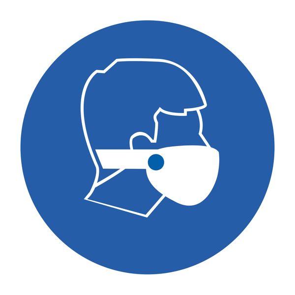 5 Stück Mundschutz Aufkleber Schutzmaske Sticker Ø 9,5cm Gebotszeichen mit UV Schutz Warnzeichen für Außen-und Innenbereich Verbotszeichen von STROBO. (9,5 x 9,5 cm, Mundschutz Aufkleber)