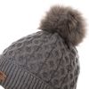 Trespass Womens Hat Beanie Cable Knit with Pompom Freja Dark Grey