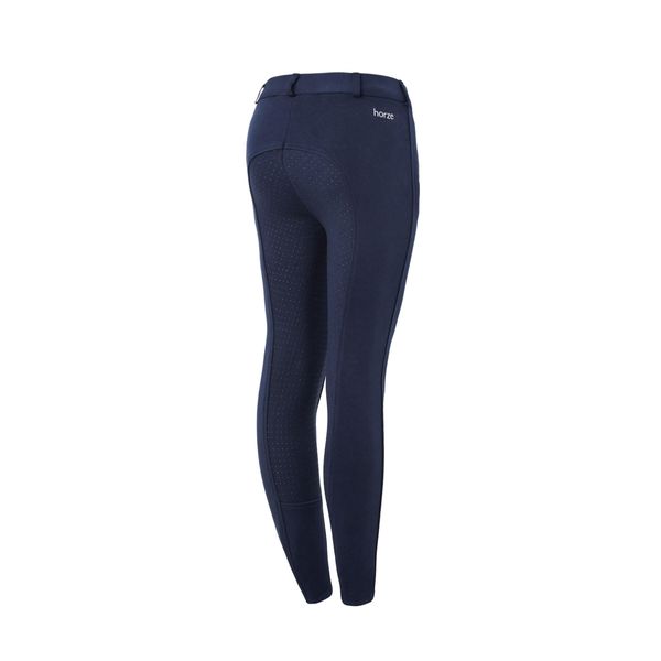 HORZE Active Kids' Unisex Silicone Grip Full Seat Horseback Riding Breeches - Peacoat Dark Blue - L