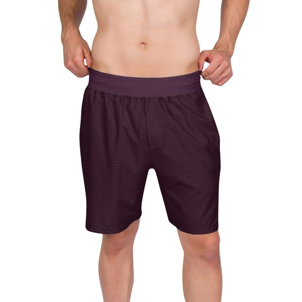 Dry FIT Gym Shorts for Men - Mens Workout Running Shorts - Moisture Wicking w/Pockets and Side Hem, 8” Inseam Burgundy Red