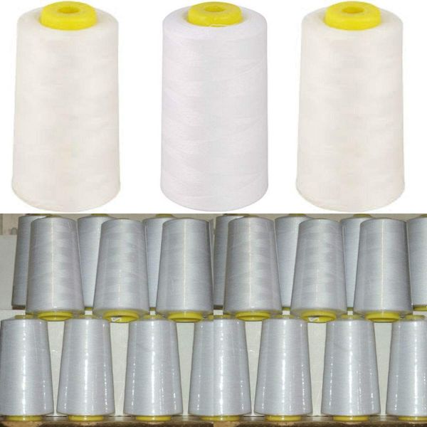 White Overlocking Sewing Machine Polyester Thread Four 5000 Yards Cones