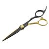 VOCOSTE Hair Scissors Hair Cutting Scissors Professional Barber Scissors Stainless Razor 17.5cm Black Gold Tone