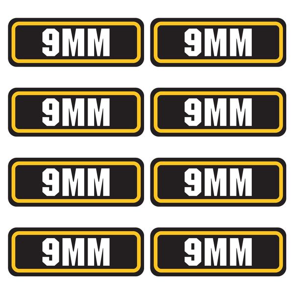 9mm Ammo Sticker, Vinyl Material Ammo Can Label Sticker Set, Ammo Can Organizer, 9mm Ammo Can Labels, Storage Labels for Efficient Storage - 3" x 1.06", 8 Pack