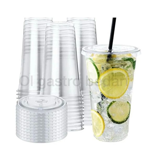 400 flache smoothiedeckel mit Schlitz 95mm PET transparent