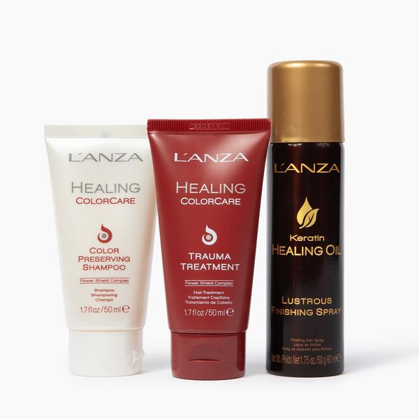 L'ANZA Mini ColorCare Try Me Kit, Hair Products for Damaged and Colored Hair, Color Preserving Shampoo, Trauma Treatment & Lustrous Finishing Spray, Luxury Hair Care Kit (1.7/1.7/1.75 Fl Oz)