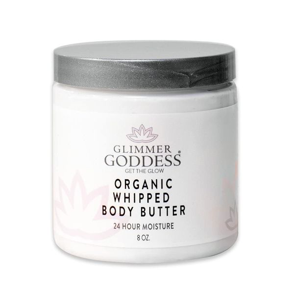 GLIMMER GODDESS Organic Whipped Body Butter- Honeysuckle, Vegan, 24 Hr Hydration, Less Stretch Marks, All Skin Types, Child-Safe, Organic, 8 oz