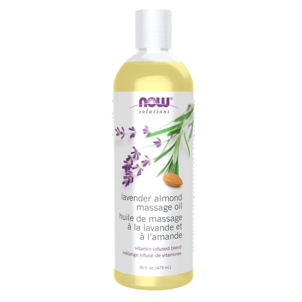 NOW Solutions, Lavender Almond Massage Oil, Vitamin Infused Blend, Therapeutic and Soothing, 16-Ounce