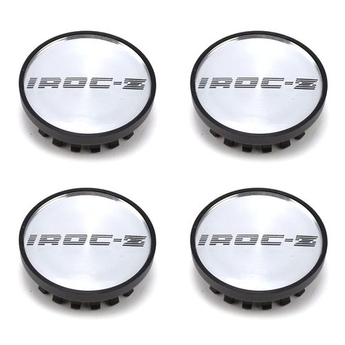 BB Auto Silver & Black 16 inch Wheel Hub Center Caps Set with Emblems Replacement for 1988-1990 Chevrolet IROC Z Camaro