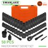 50PC 3/8" Drive Impact Socket Set Deep & Standard SAE Metric 5/16 - 3/4 8 - 22MM