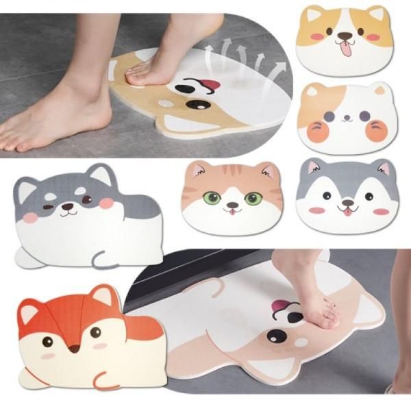 Diatomaceous earth foot mat Cute character cat foot mat Dog foot mat Kitchen bathroom entrance sink foot wiper