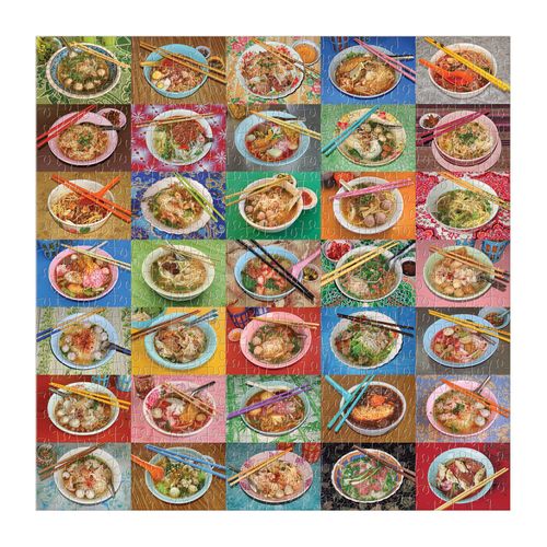 Noodles for Lunch 500 Piece Puzzle from Galison - Featuring 35 Colorful Images of Tasty Noodle Dishes from Southeast Asia Photographed by Troy Litten, 20" x 20", Fun & Challenging, Unique Gift Idea
