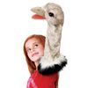 Folkmanis Ostrich Stage Puppet, Gray, White, Black, 1 ea