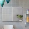 Black Metal Framed Rectangular Wall Mirror 24"x36" Bathroom Mirror w/Peaked Trim