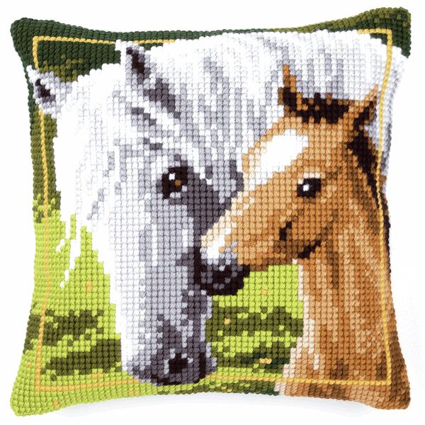 Vervaco Mare and Foal Cross Stitch Cushion, Multi-Colour