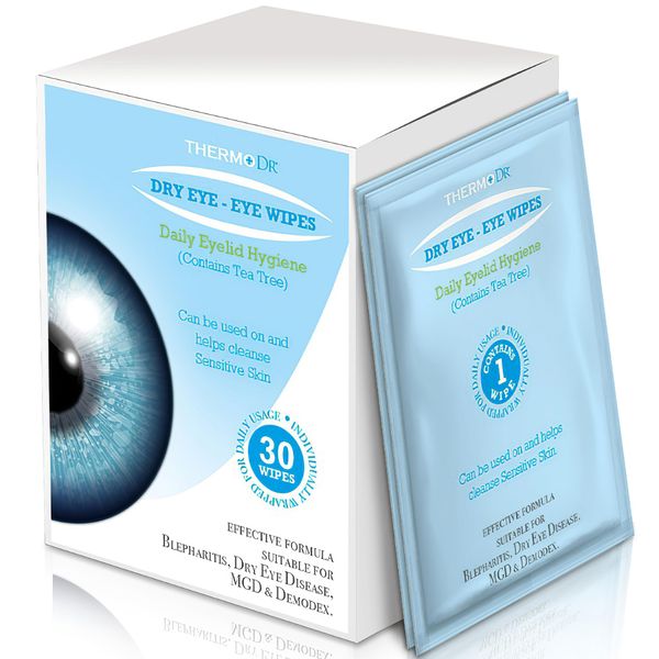 ThermoDR Dry Eye Relief: Premium Eyelid Wipes for Blepharitis and Dry Eyes Ultimate Eye Wipes for Refreshed and Revitalized Eyes, 30, 1.0 count