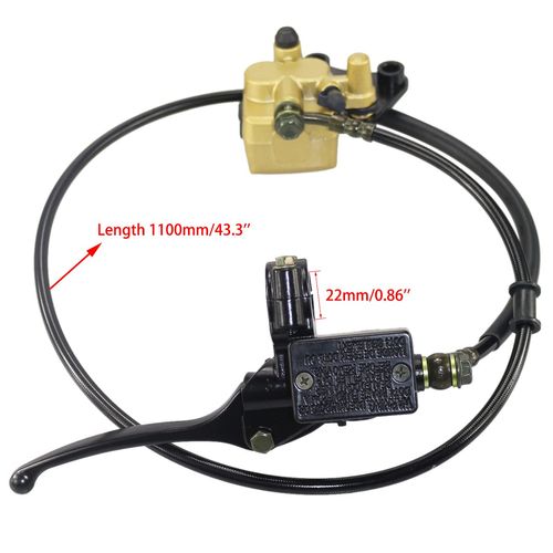 PRO BAT Hydraulic Front Brake Caliper Cylinder Master with Extra Brake Pad for 50cc 70cc 90cc SSR 110cc 125cc Atomik SSR Apollo Chinese Dirt Bike Pit Bike, Golden