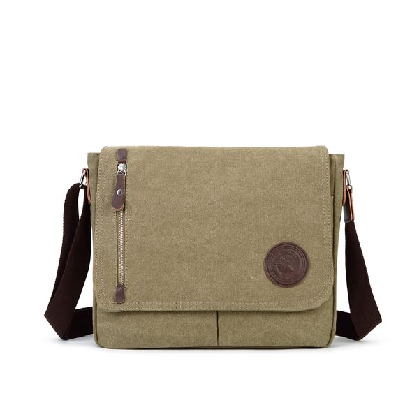 Sechunk Canvas Small Messenger Bag Shoulder bag Cross body bag for men boy student school (Army Green)