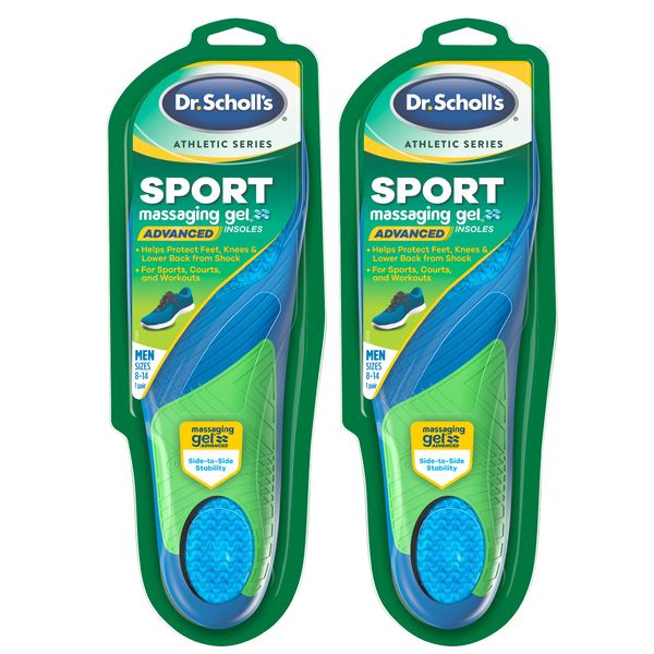 Dr. Scholl’s Sport Insoles (Pack of 2) // Superior Shock Absorption and Arch Support to Reduce Muscle Fatigue and Stress on Lower Body Joints (for Men's 8-14)